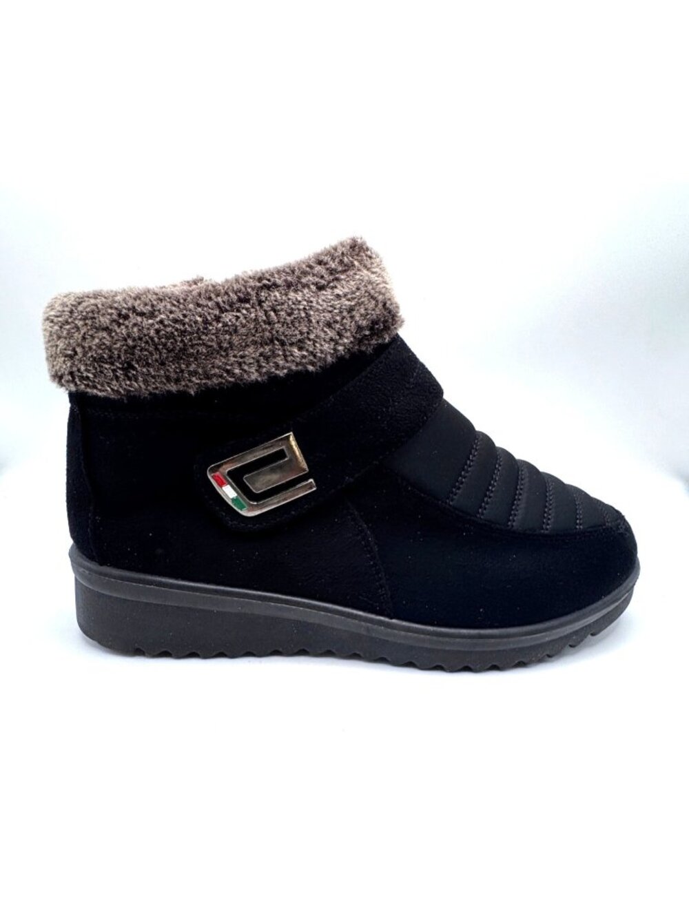 Womens Winter Ankle Boots Sz 7.5 Waterproof Snow Faux Fur Lining Black Non-Slip